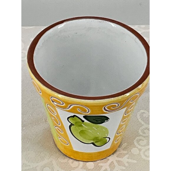Hand-Painted Portuguese Ceramic Pot With Lemon Design - Picture 2 of 4